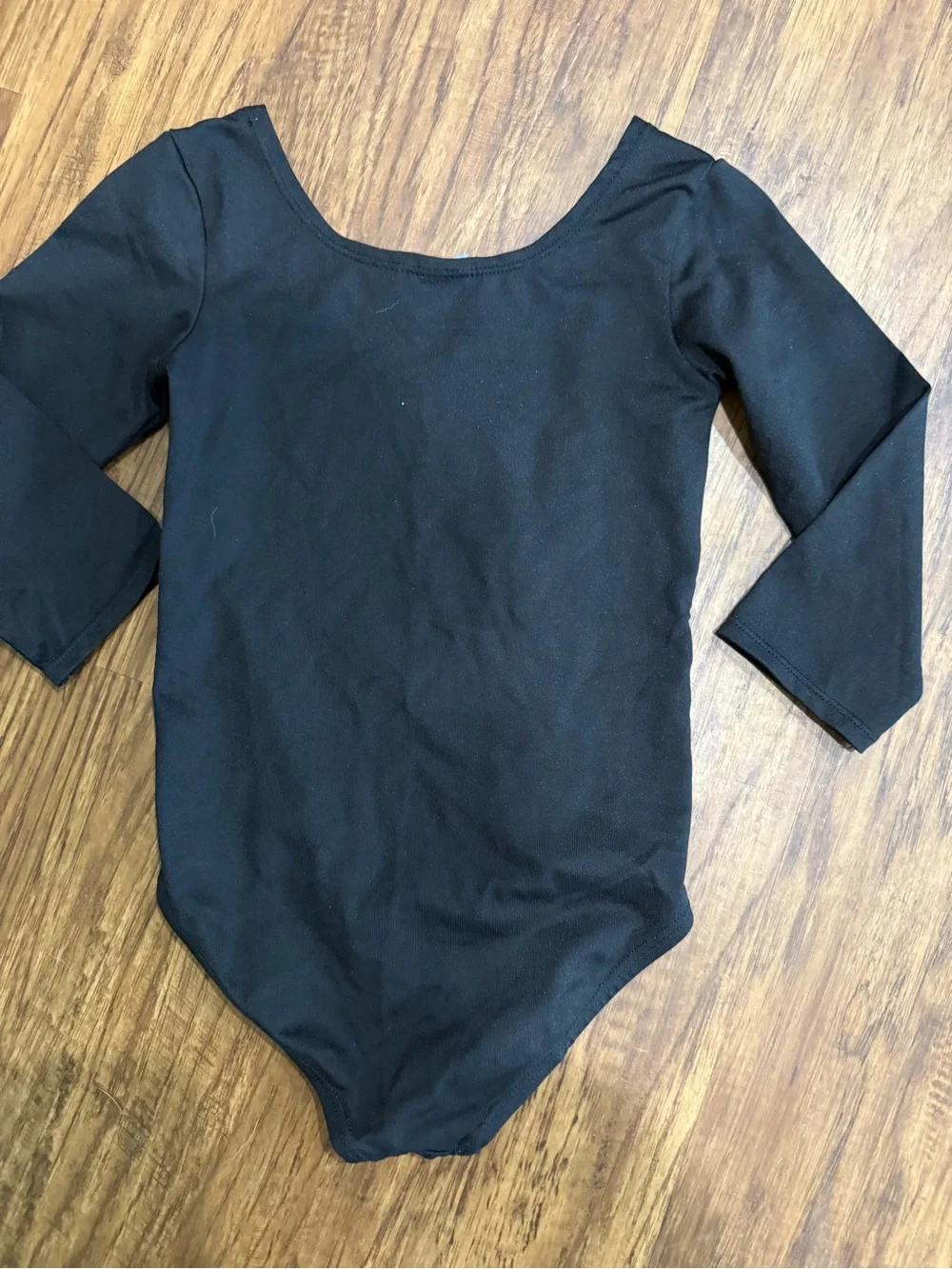 Rhythm. Black Kids 3/4 Sleeve One-Piece Bodysuit Dance Leotard